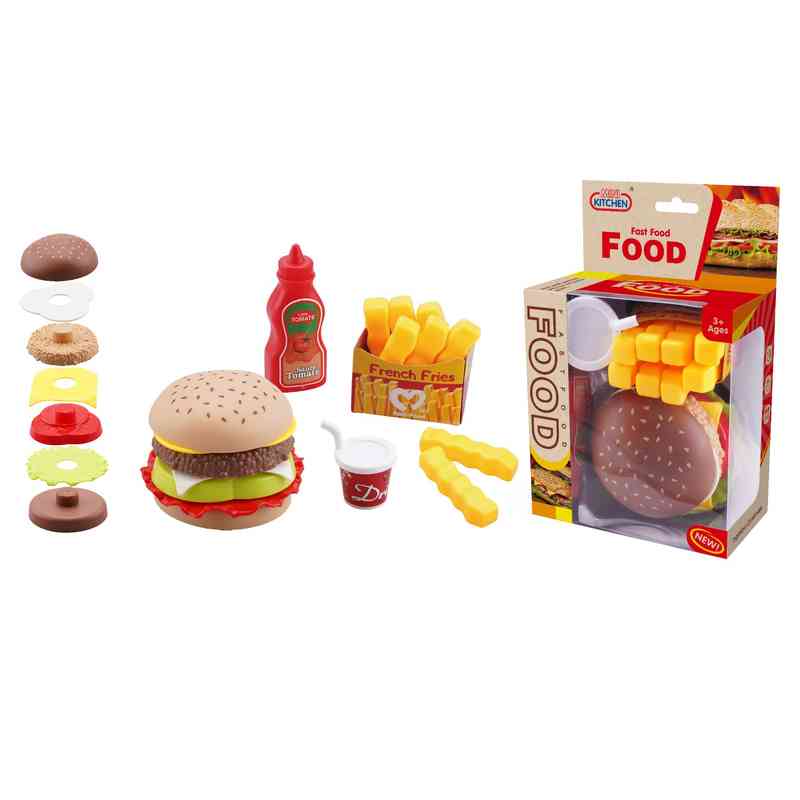 Set de cocina, hamburguesa encastrable y accesorios, en caja