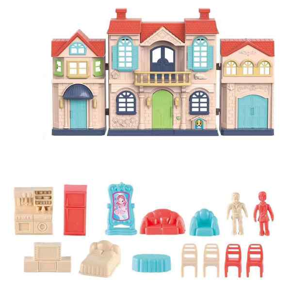 [JA2678] Casa para muñecas, con accesorios y stickers, en caja