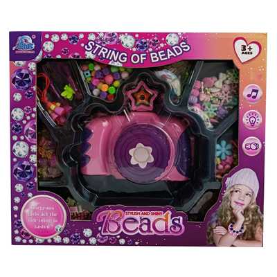 [JA2697] Cuentas para armar pulseras y collares, con cámara con luz y sonido 2AA, en caja