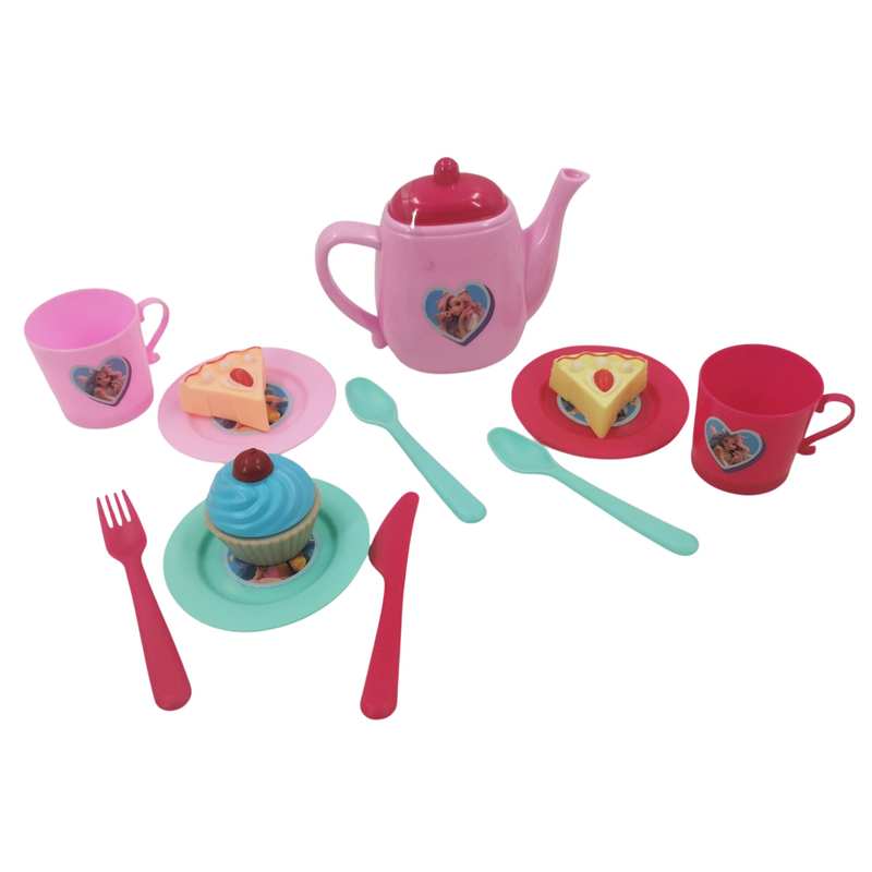 Juego de té, de plástico, 13 piezas, en red