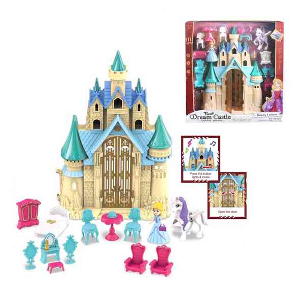 [JA2713] Castillo con muebles, muñeca y accesorios, con luz y sonido, en caja