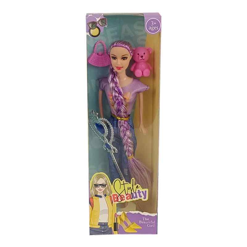 Muñeca con trenza y accesorios, en caja, varios modelos