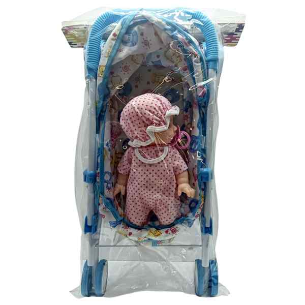 [JA2728] Coche para muñeca, de metal con techo, con bebote, en bolsa, varios colores