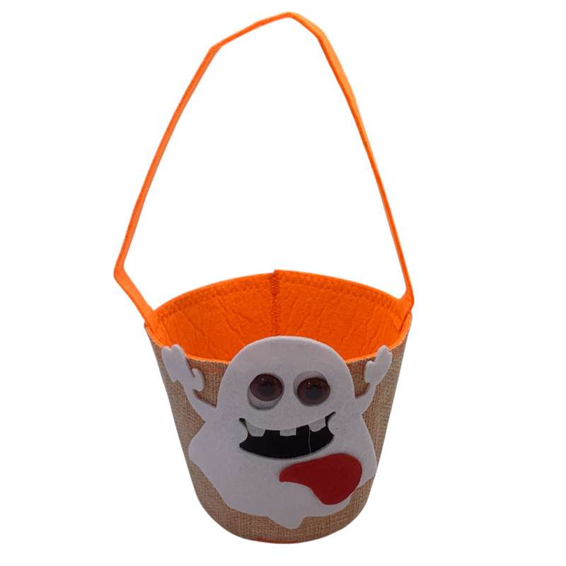 [JH1007] Bolsa para golosinas, de franela con asa, varios diseños para halloween, PACKx12