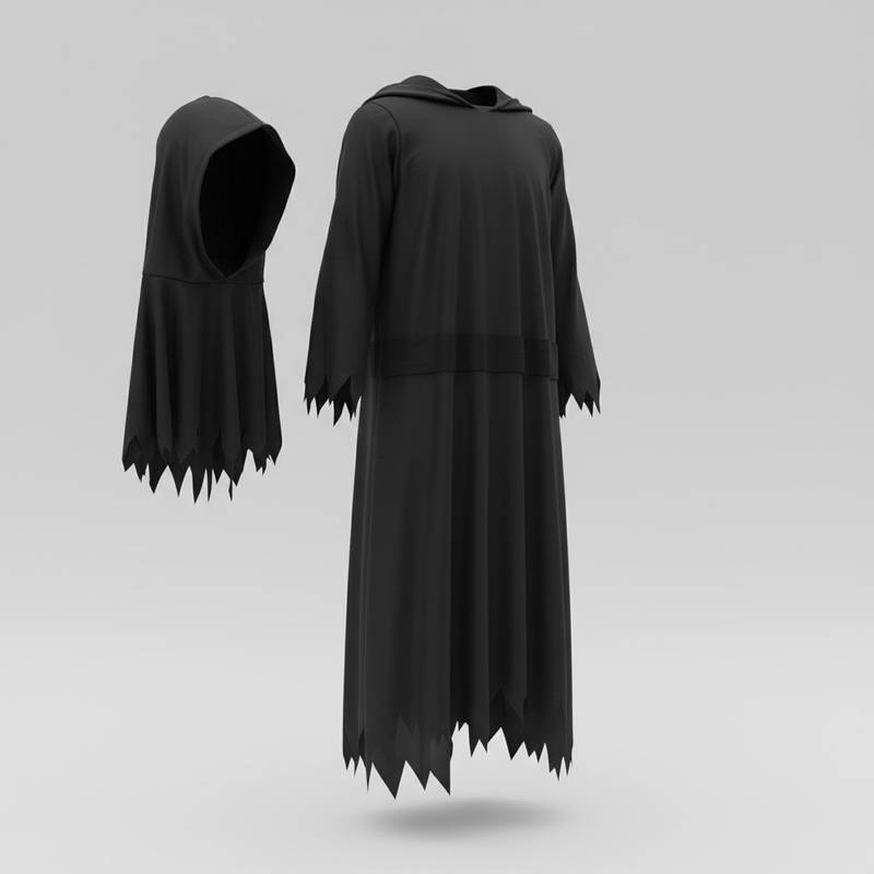 Disfraz de bruja, vestido y capa, en bolsa