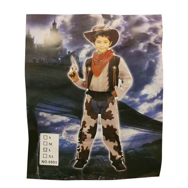 Disfraz cowboy, poliéster, 3 piezas en bolsa