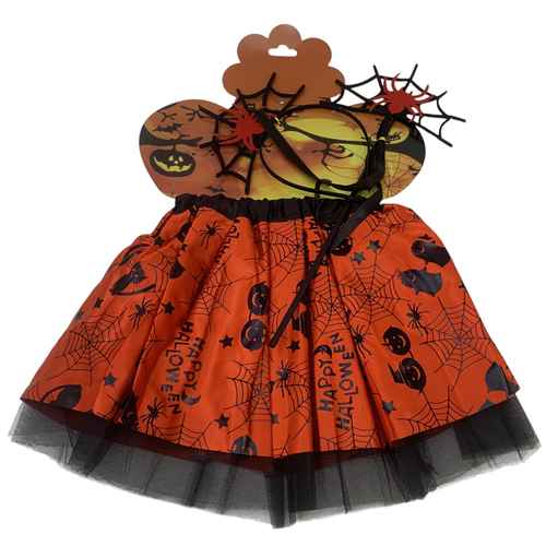 Disfraz pollera, tiara y varita para Halloween, en cartón