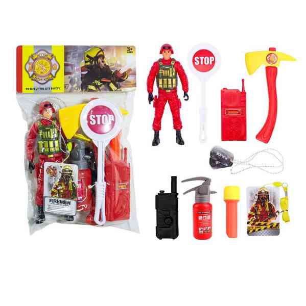 [JO5342] Muñeco bombero con herramientas 8 piezas, en bolsa