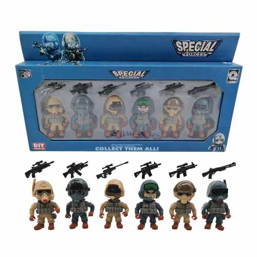 Soldado articulado x6 con accesorios, en caja