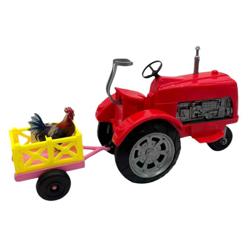 [JO5546] Tractor con zorra ruedas libres, zorra con accesorios, en caja