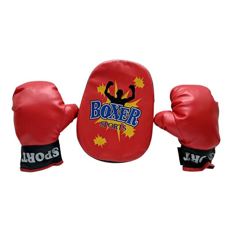 Guantes y escudo de box, en bolsa