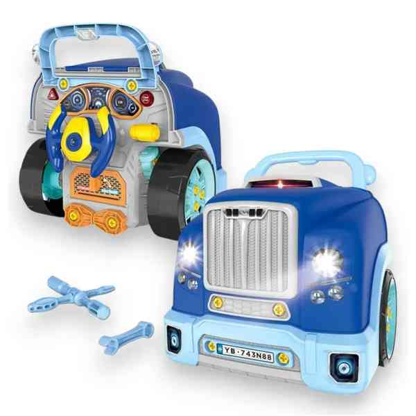 [JO5642] Motor con herramientas para desarmar, con volante, luz y sonido, 59 piezas