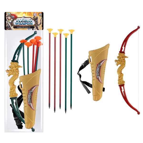 Arco y flechas x5 con carcaj, en bolsa