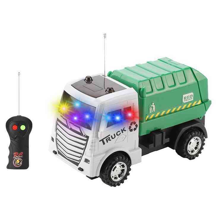 Camión con control remoto, recolector de residuos, con luz, 2+3AA en caja
