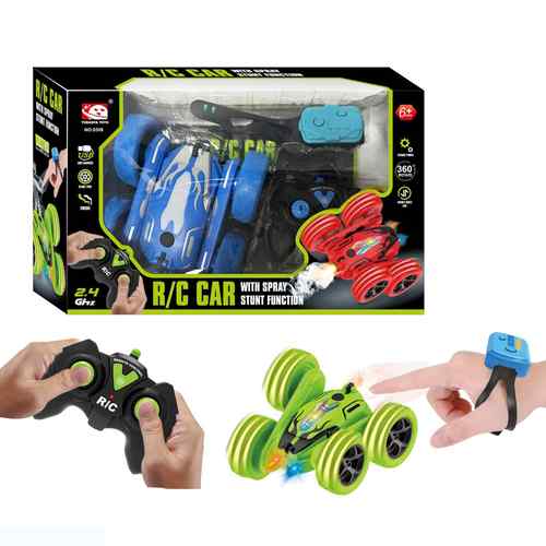 [JO5752] Auto con control remoto, con sonido, movimiento y spray, giro 360º USB 2AA, en caja, varios colores