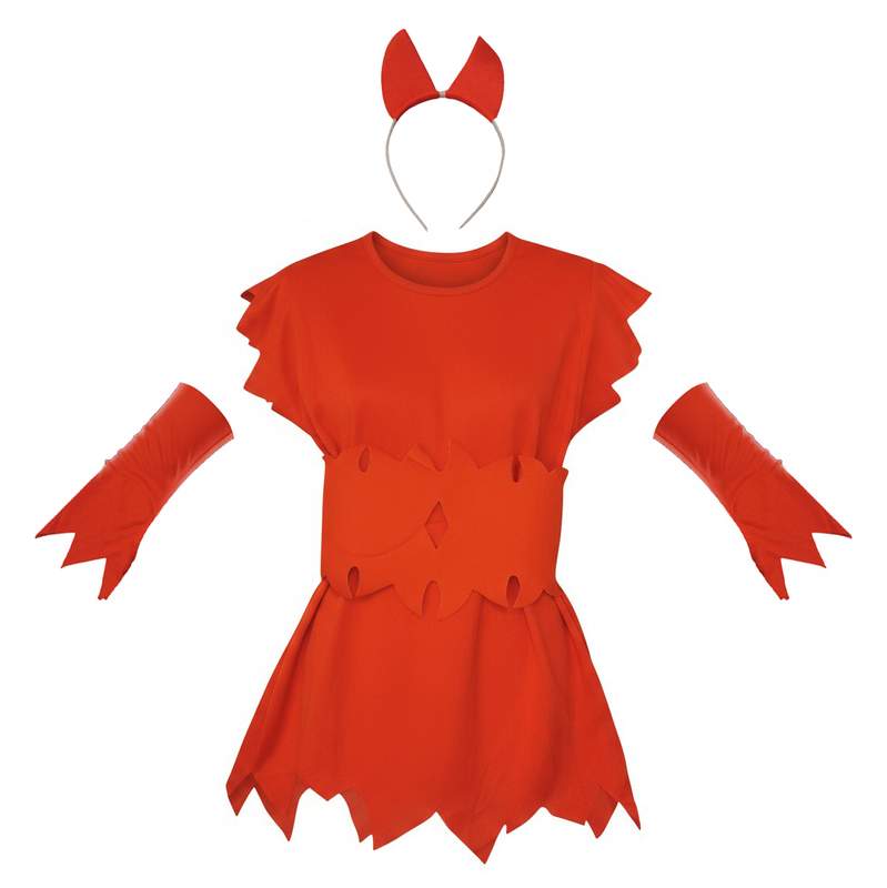 Disfraz de diablita, vestido, faja y tiara, en bolsa