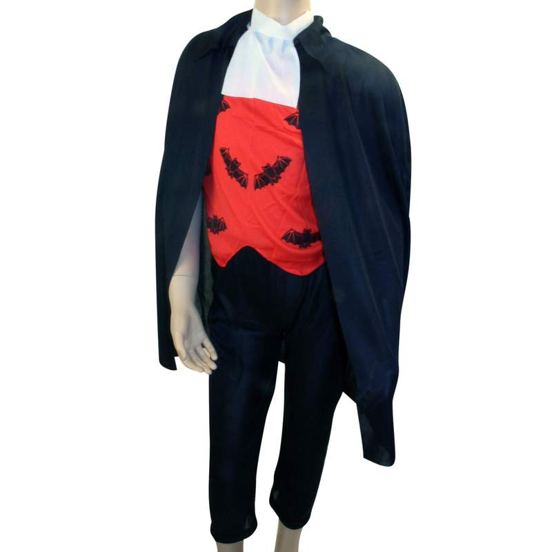 Disfraz de vampiro, pantalón, capa y cuello, en bolsa