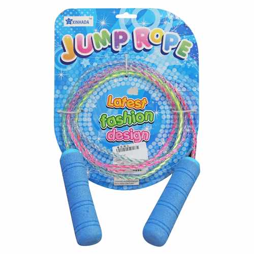 [JU2214] Cuerda para saltar transparente, mangos de goma eva, en blister