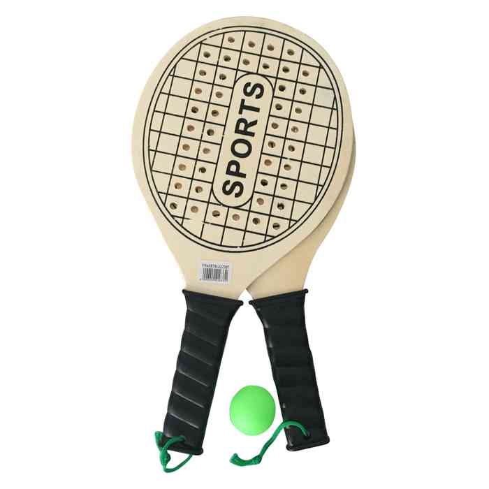 [JU2387] Paletas para playa, de madera x2, con pelota, en red
