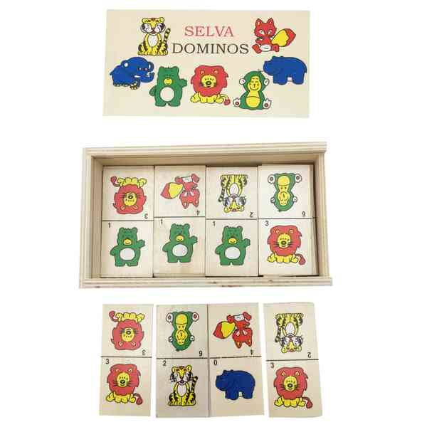 [JU2832] Juego de mesa, dominó de madera, 28 piezas, en caja de madera, varios modelos