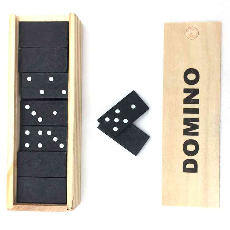 [JU3994] Juego de mesa, dominó, 28 fichas de madera, en caja de madera
