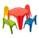Mesa de plástico con 4 sillas, STARPLAY, en caja