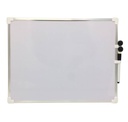 Pizarra blanca 40x30cm, marco de metal, doble faz, magnética y blanca, con marcador e imanes