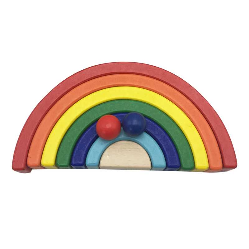 Encastre de madera, arco iris, juego de desarrollo psicomotriz, en caja