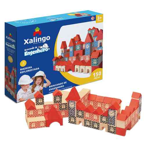 Bloques de madera, 150 piezas, XALINGO, en caja