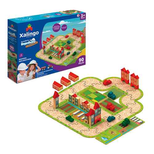 [JU5923] Bloques de madera, 90 piezas, puzzle granja, XALINGO, en caja