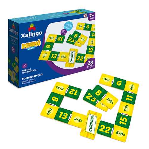 [JU5927] Juego de mesa, dominó, 28 piezas de madera sumas, XALINGO, en caja