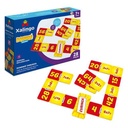 Juego de mesa, dominó, 28 piezas de madera divisiones, XALINGO, en caja