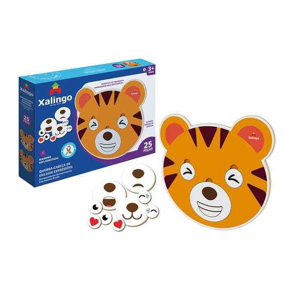 [JU5947] Puzzle de madera, encastre, expresa distintas emociones, XALINGO, en caja