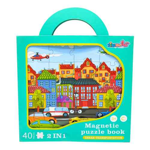 Puzzle magnético, 40 piezas, 2 puzzles de ciudad, en caja