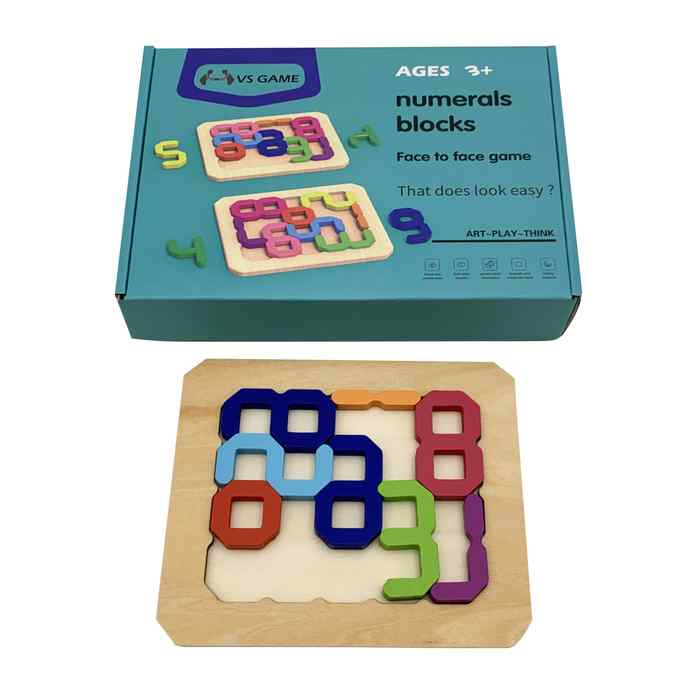 [JU6198] Juego de mesa, puzzle de madera, números, varios patrones, en caja