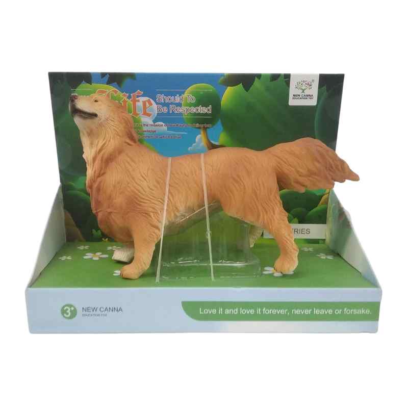 Animales de goma perro golden, en caja