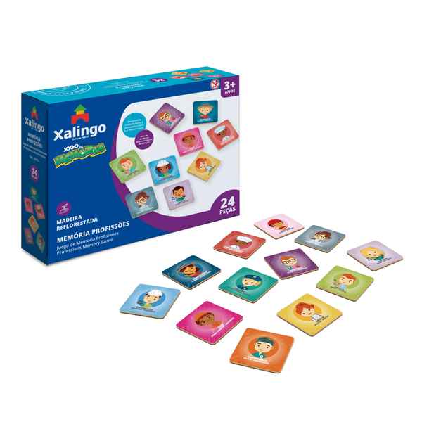 [JU6370] Juego de mesa, memoria, profesiones, 24 piezas de madera XALINGO, en caja