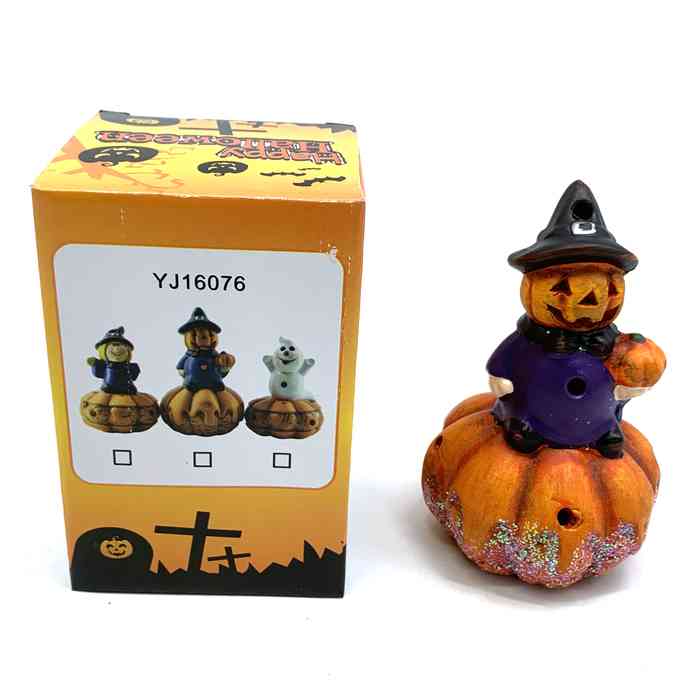 [JU6428] Adorno de cerámica calabaza con luz, en caja varios diseños