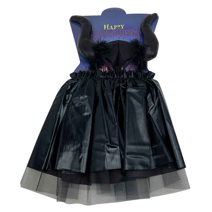 Disfraz pollera y tiara con cuernos, en bolsa