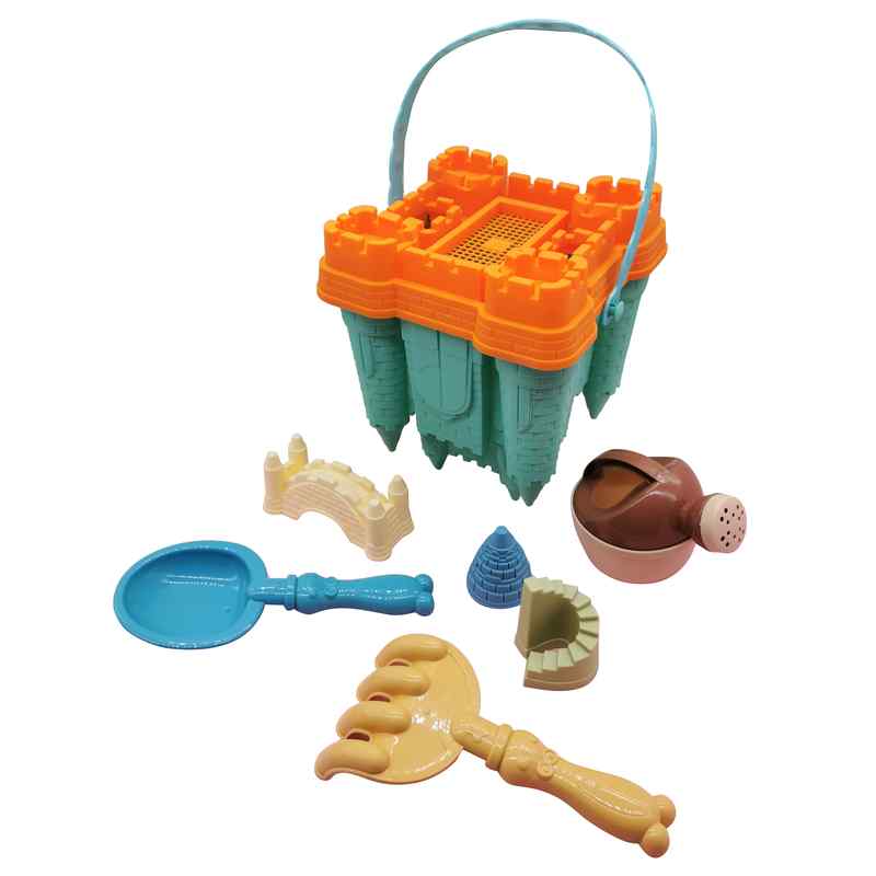 [JU6634] Juego de playa, balde castillo, 7 piezas, en red