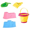 Juego de playa, balde plegable, 5 piezas, en red