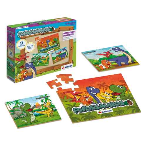 [JU6794] Puzzle de madera, 8/15/30 piezas, 3 diseños dinosaurios XALINGO en caja