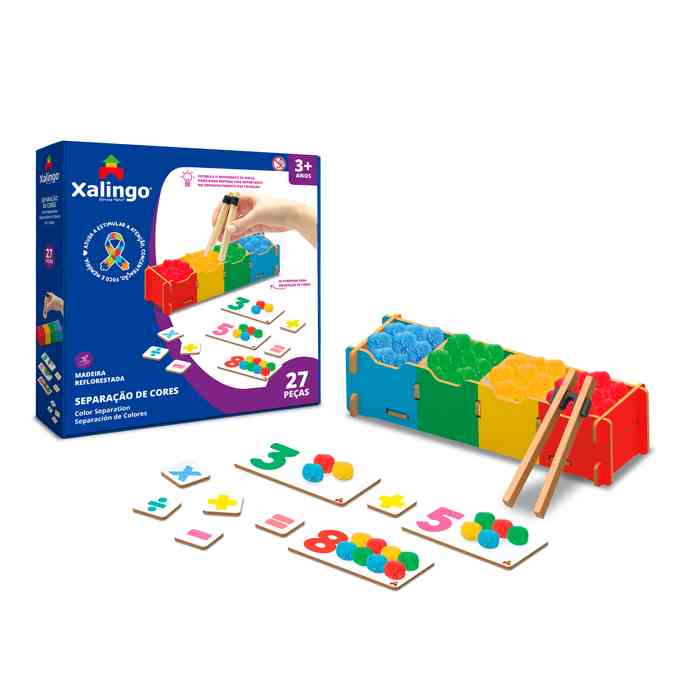 [JU6814] Juego de mesa, clasificación de colores, 27 piezas de madera, XALINGO en caja