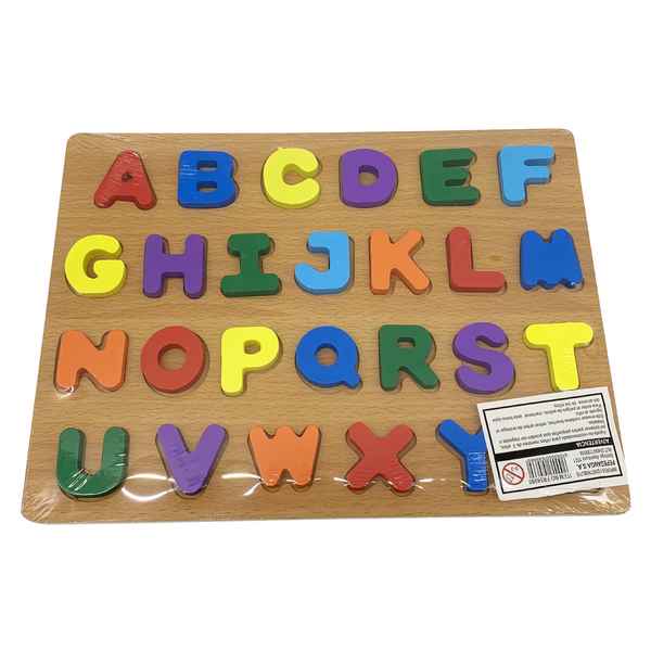 Encastre de madera, letras-números, en bolsa