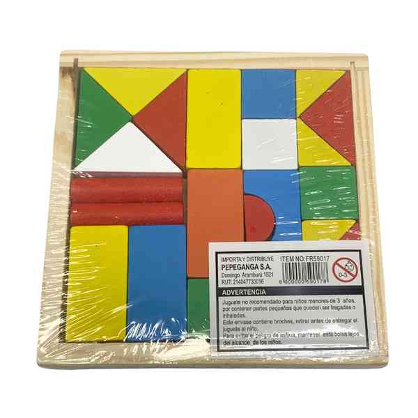 Bloques de madera, 23 piezas, en caja