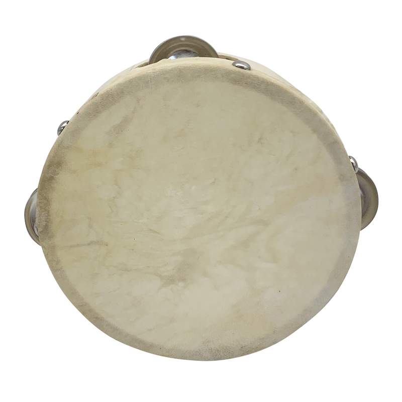 Pandereta de madera y lonja 4 sonajas, 15cm