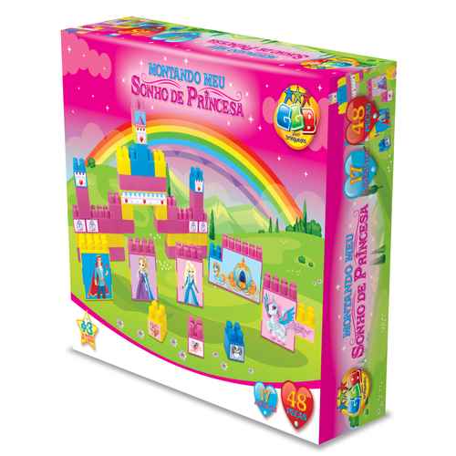 Bloques de plástico, 48 piezas, con adhesivos de princesas, en caja