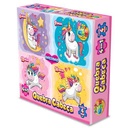 Puzzle de cartón, 43 piezas, 4 puzzles unicornios, en caja