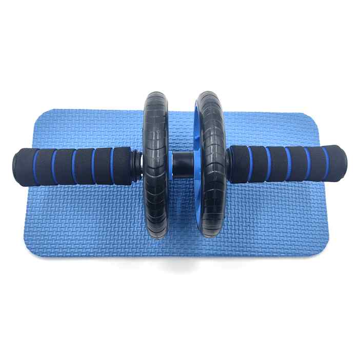 Rueda para ejercicio de abdominales, doble rodillo con alfombra en caja