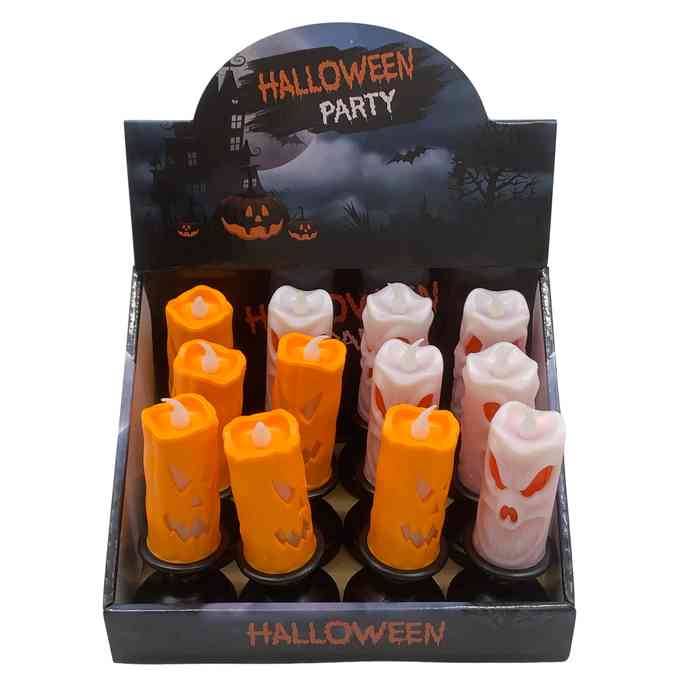 Lámpara decorativa Halloween, vela led candelabro, CAJA x12
